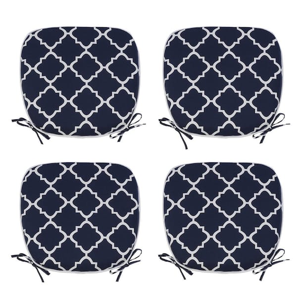 TIRAMISUBEST 17.32 in. W x 2 in. H 4-Piece Dining Chair Replacement Cushion Outdoor Chair Seat Cushion in Navy Blue