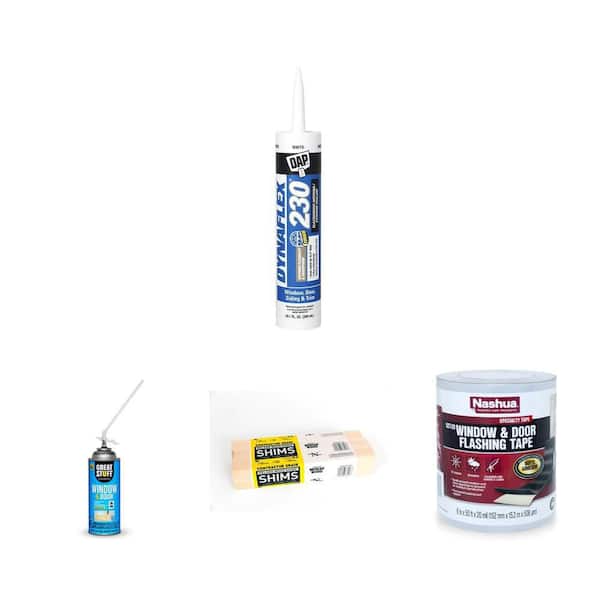 Window and Door Sealing and Installation Kit with Flashing Tape, Spray Foam, Shims, and White Sealant (45-Piece)