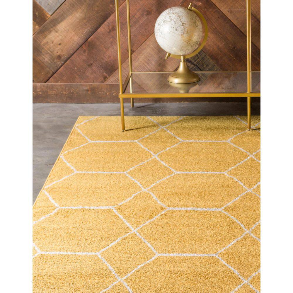 Yellow and Ivory Geometric Trellis Indoor Area Rug