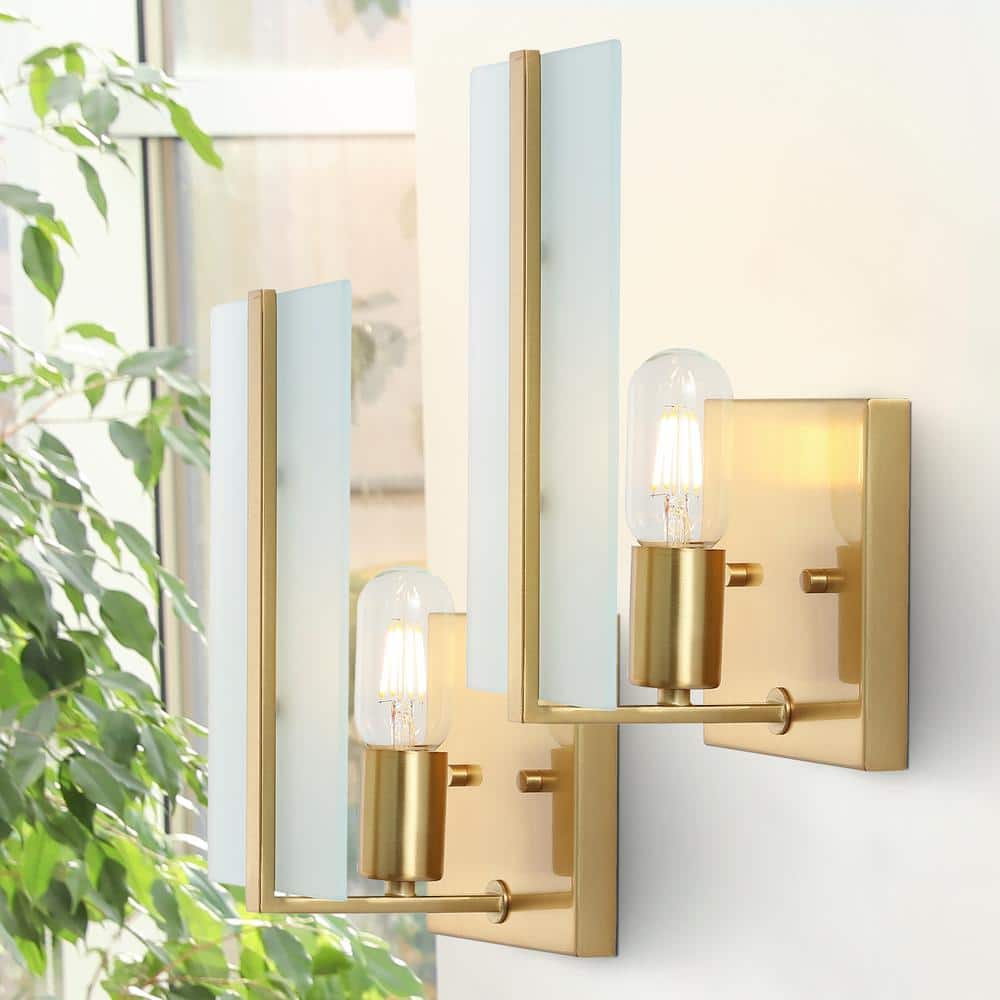 Mila 5.5" Gold Brass Dimmable LED Sconce with Frosted Glass