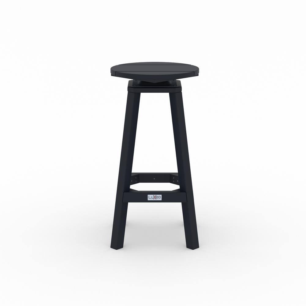 Mason-Cabo Black HDPE Round Outdoor Bar Table Set with Swivel Stools