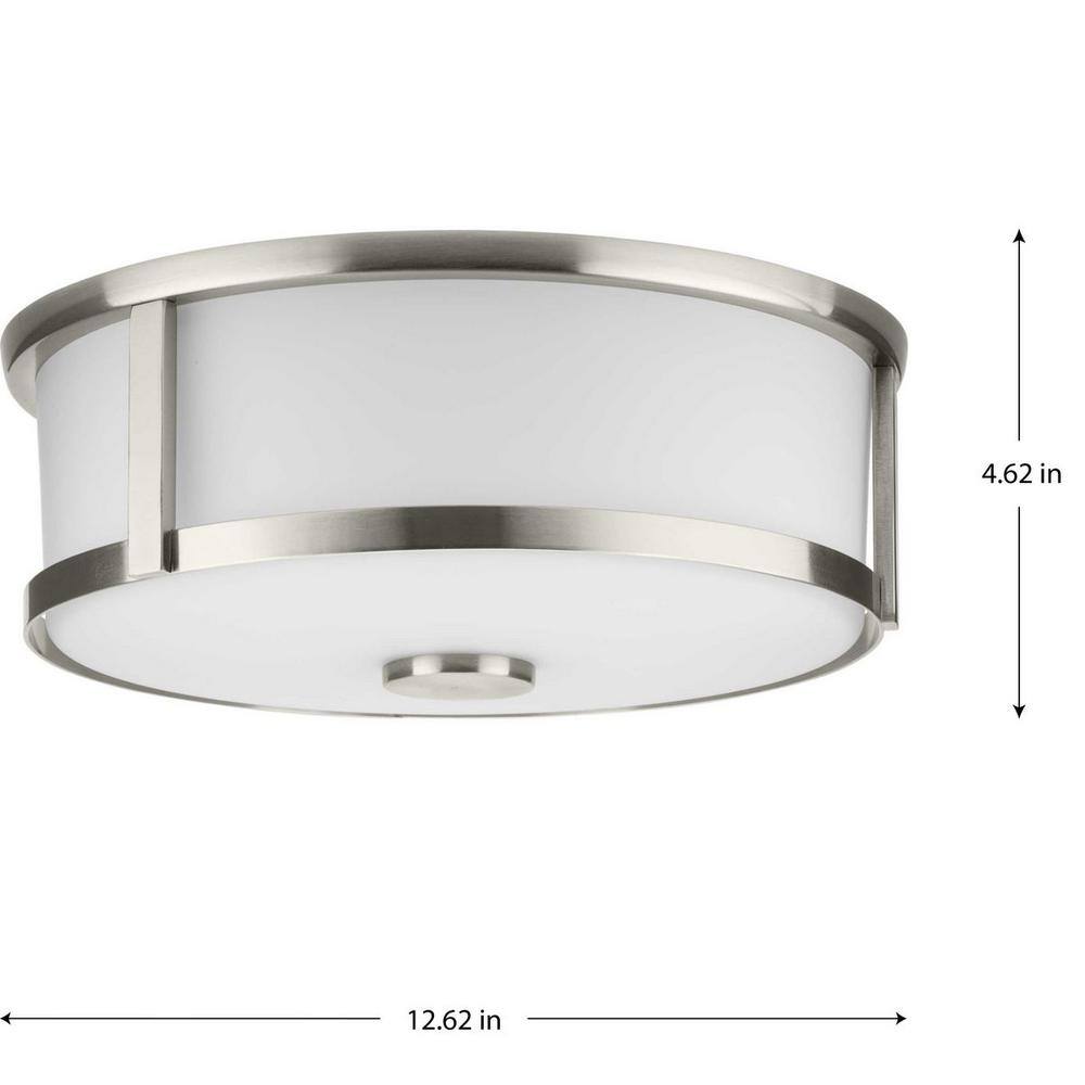 Gilliam Brushed Nickel 12.62" Drum Flush Mount Light