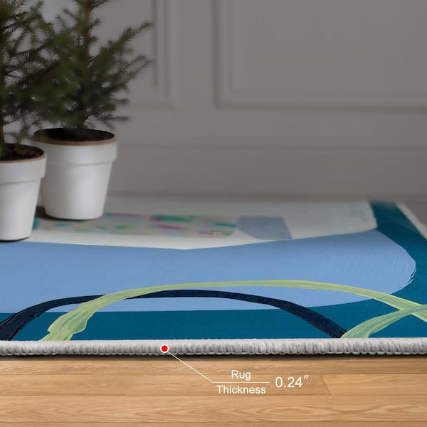 Multi-Colored 8 ft. x 10 ft. Pool Washable Geometric Art Area Rug