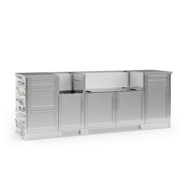 NewAge Products Signature Series 95.16 in. x 25.5 in. x 37 in. 8-Piece Outdoor Kitchen Cabinet Set with DSB and 40 in. Grill Cabinet