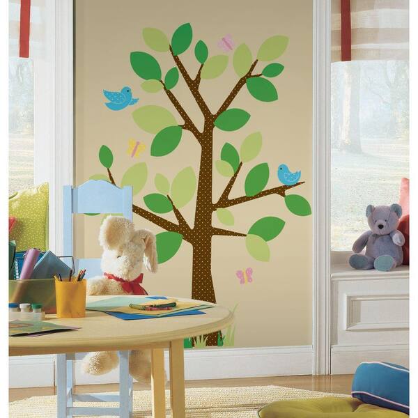 RoomMates 18 in. x 40 in. Dotted Tree 48-Piece Peel and Stick Wall Decals