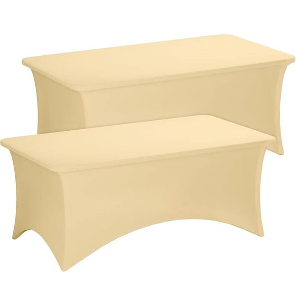 2 Pack 6FT Stretch Spandex Fitted Rectangular Table Covers, Washable Table Cloths