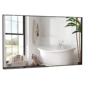 60 in. W x 40 in. H Square Frame Vertical or Horizontal Hanging Decorative Wall Bathroom Vanity Mirror in Black