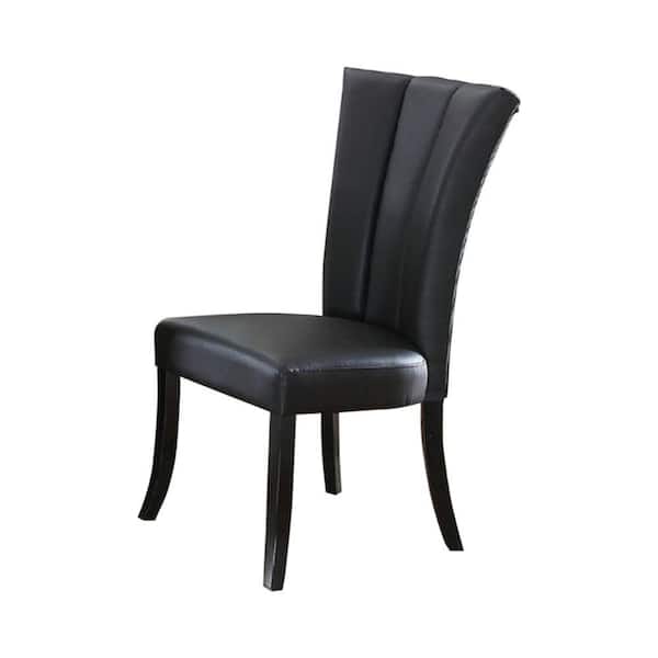 Black Leather Upholstered Dining Chair, Leather And Fabric Dining Chairs