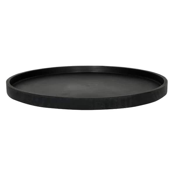 PotteryPots Medium 18.7 in. Dia Black Fiberstone Indoor Outdoor Round Saucer for Planter