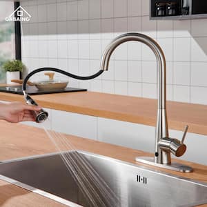 Single Handle Pull Down Sprayer Kitchen Faucet with Touchless Sensor, Dual Function in Brushed Nickel