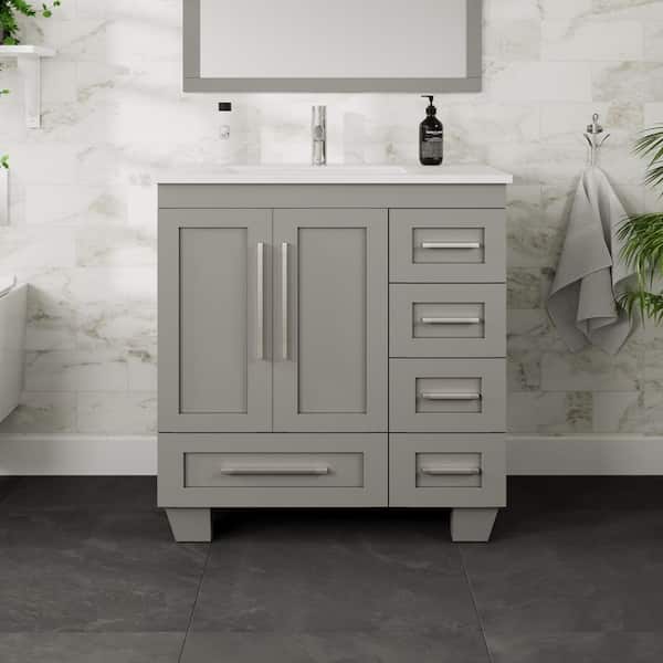 Loon 30.50 in. W x 22 in. D x 34 in. H Vanity in White with Carrera Marble Vanity Top in White with White Basin Loon 30.50 in. W x 22 in. D x 34 in. H Vanity in White with Carrera Marble Vanity Top in White with White Basin