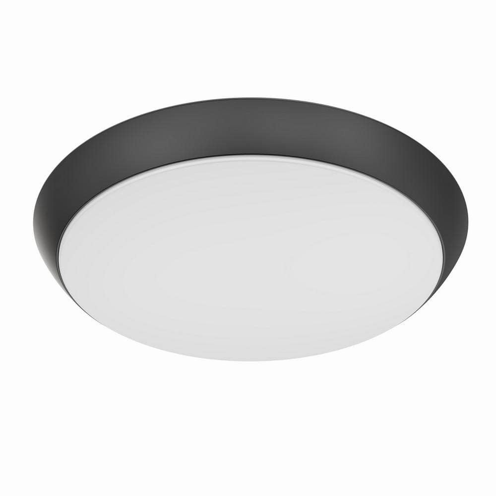 11 in. Matte Black Integrated LED Dimmable Selectable CCT Flush Mount Indoo