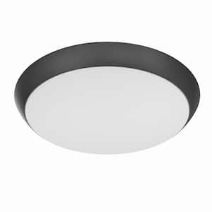 11 in. Matte Black Integrated LED Dimmable Selectable CCT Flush Mount Indoor Ceiling Light