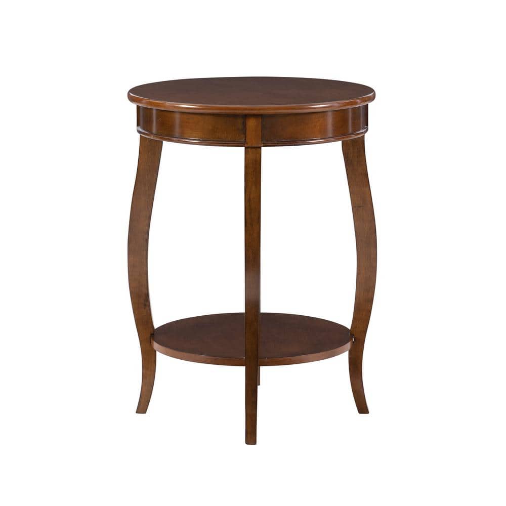 Justine 18 in. Hazelnut Round Wood Side End Table with Shelf - thumbnail 10