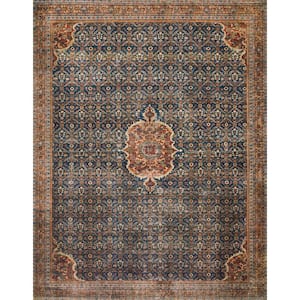 Layla Cobalt Blue/Spice 2 ft. 6 in. x 7 ft. 6 in. Distressed Bohemian Printed Runner Rug