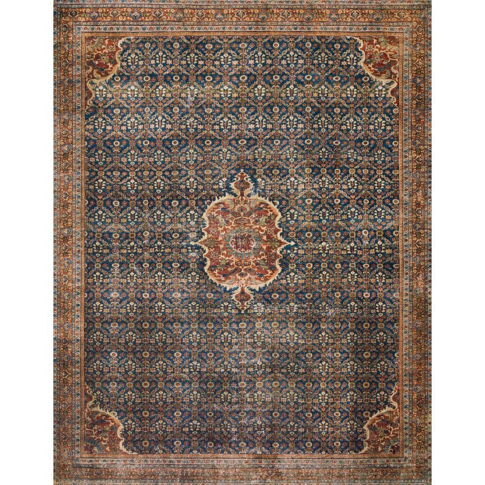Reversible Cobalt Blue 9' x 12' Easy-Care Synthetic Area Rug