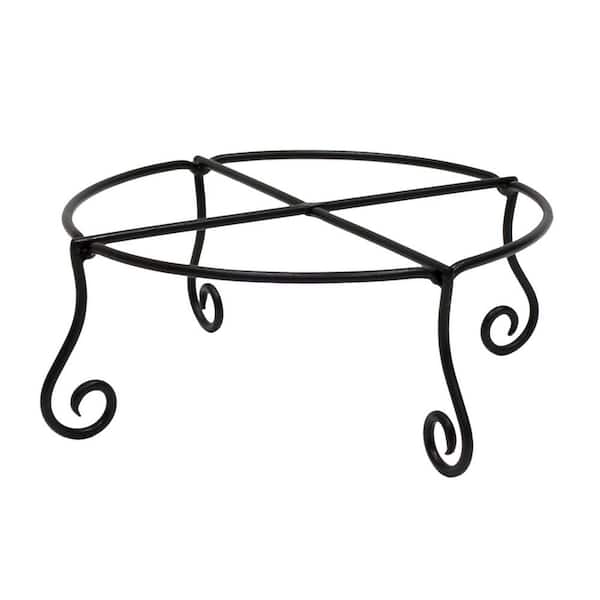 Large Short Piazza Plant Stand, 17 in. W x 6 in. H, Black Decorative Pots, Powder Coat Finish