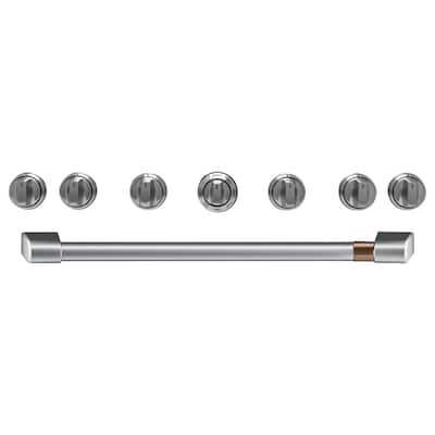 Gas Range Handle and Knob Kit in Brushed Stainless