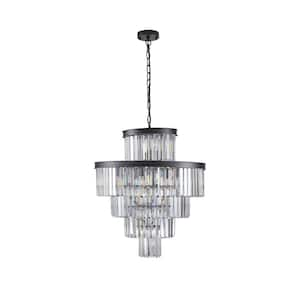 15-light Chandelier Lights Fixture Hanging Pendant Light Fixture for Dining Room Bedroom Living Room, Black