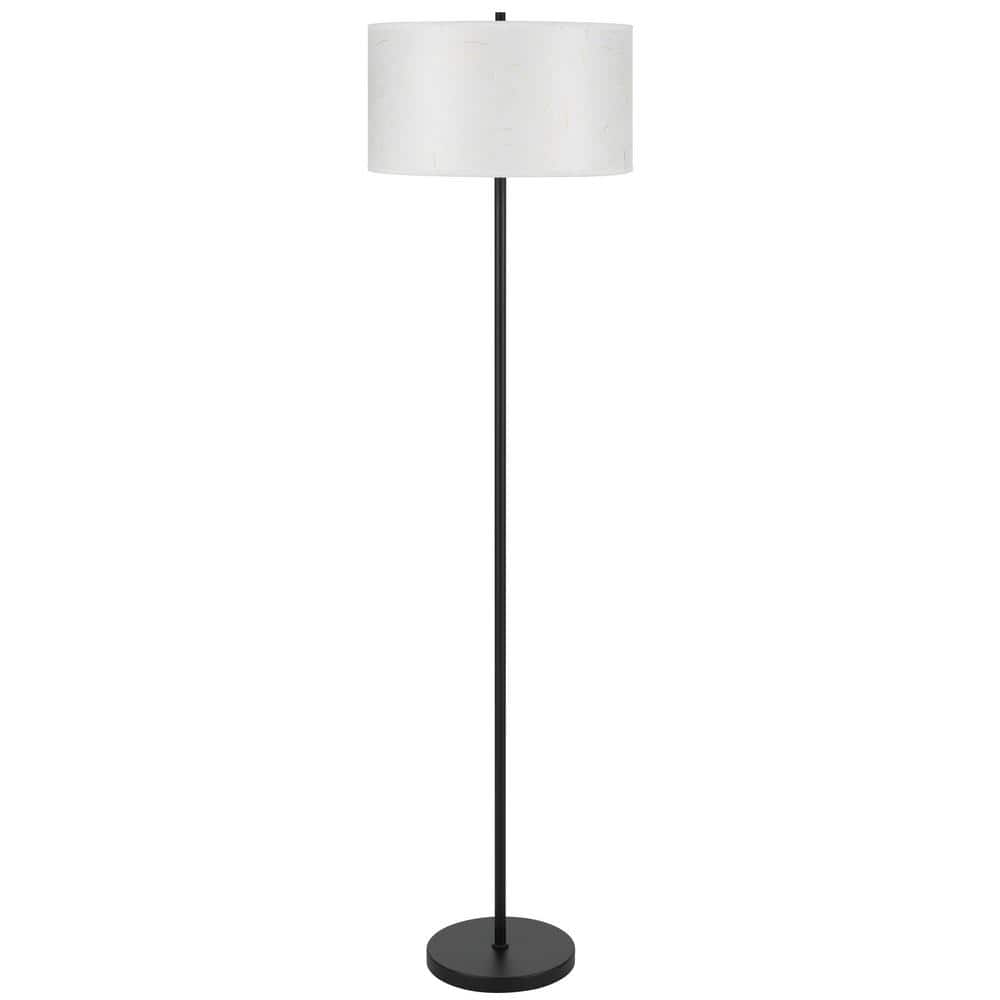 61 in. Black 1-Light Standard Floor Lamp with Drum Shade