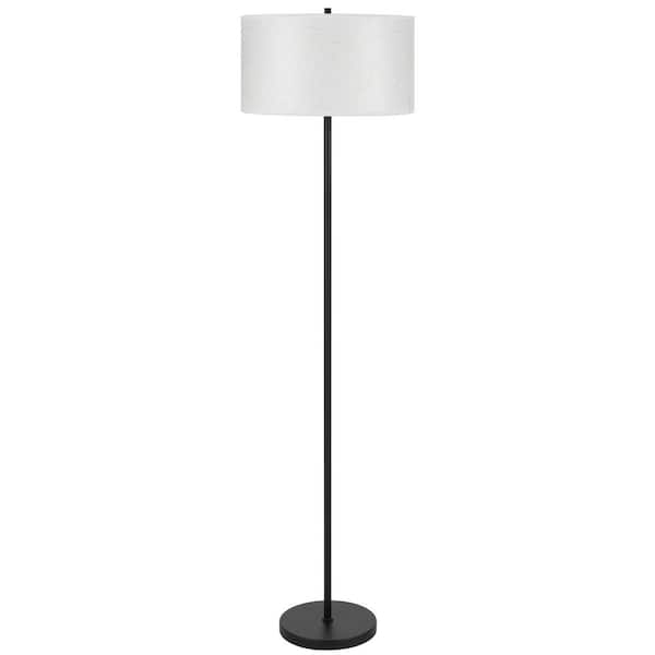 61 in. Black 1-Light Standard Floor Lamp with Drum Shade
