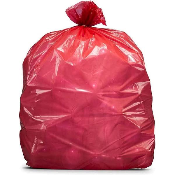 Plasticplace 32-33 Gallon Trash Bags, Red (100 Count)