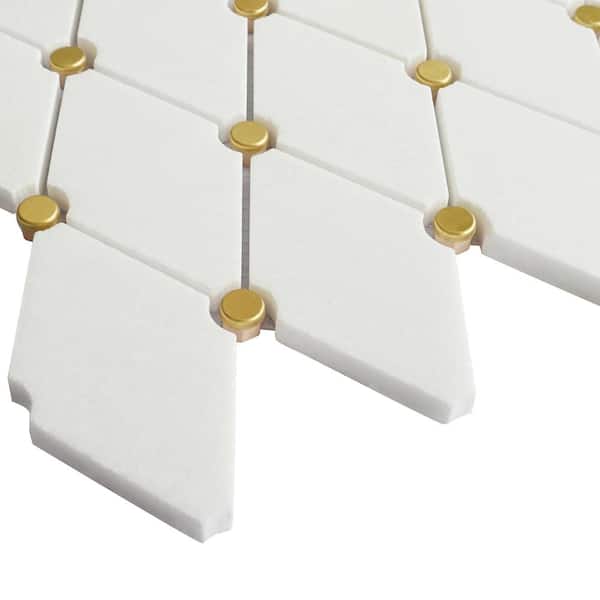 MOLOVO Natural White and Gold 9.65 in. x 11.23 in. Geometric