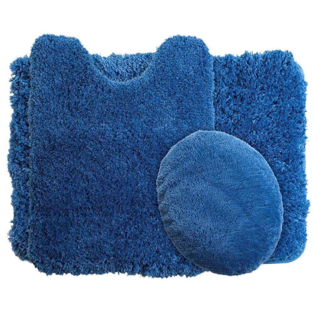 Navy Super Plush 3-Piece Non-Slip Bath Rug Set