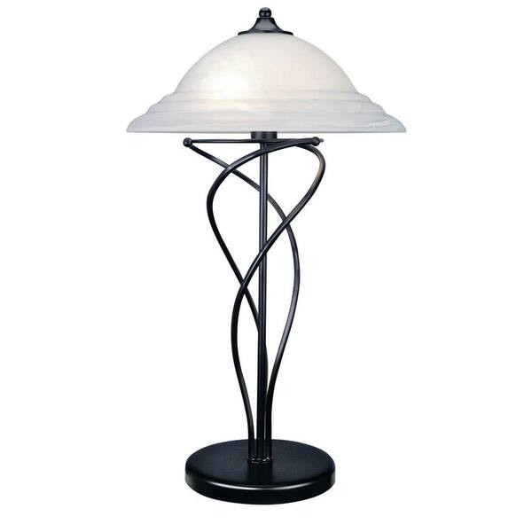 Illumine 28 in. Black Table Lamp with Cloud Glass