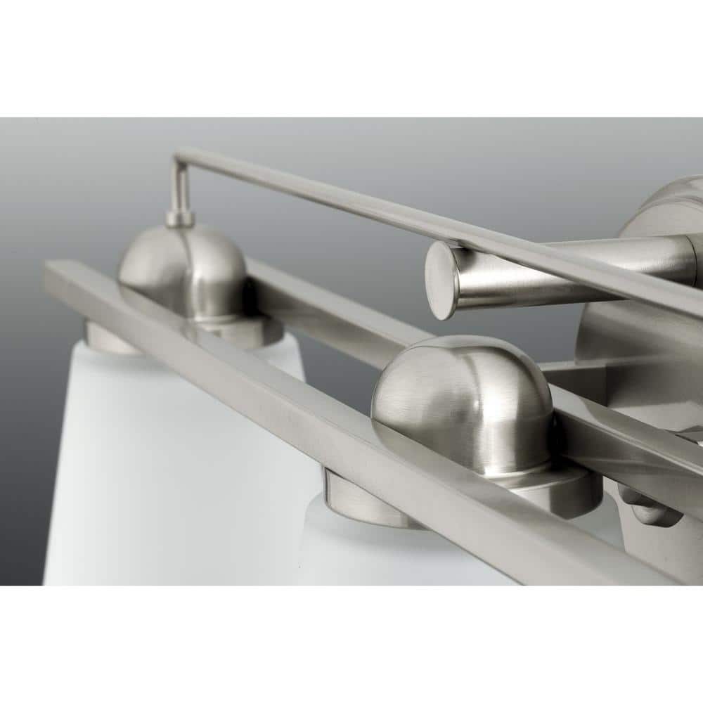 Brushed Nickel 3-Light Bath Vanity with Etched Glass Shades