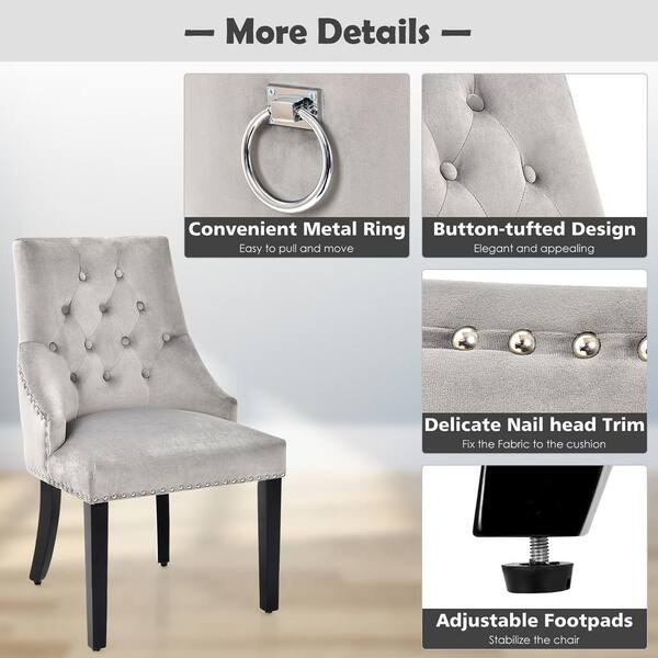 Grey velvet knocker discount chairs