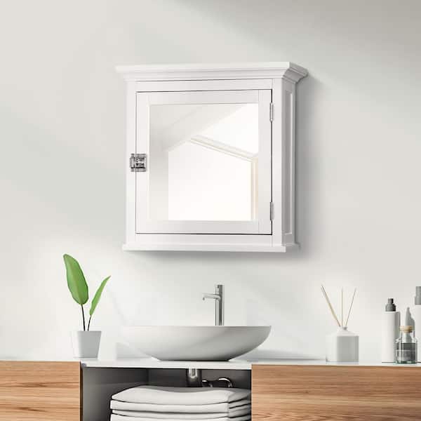 Teamson Home Madison 20.24 in. W x 19 in. H x 7 in. D Removable Medicine Cabinet with Mirrored Door in White