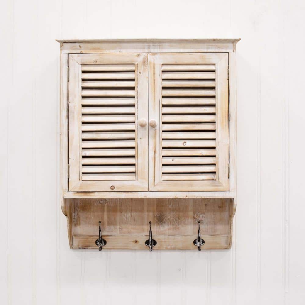 32" White Washed Weathered Wall Mounted Medicine Cabinet