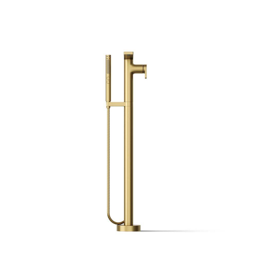 Vibrant Brushed Moderne Brass Freestanding Bath Faucet