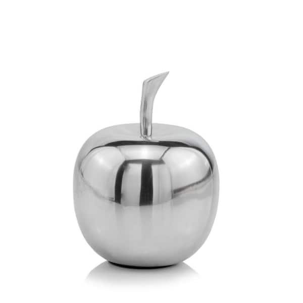 HomeRoots 5.5 in. Silver Polished Mini Apple Shaped Aluminum Accent Home Decor