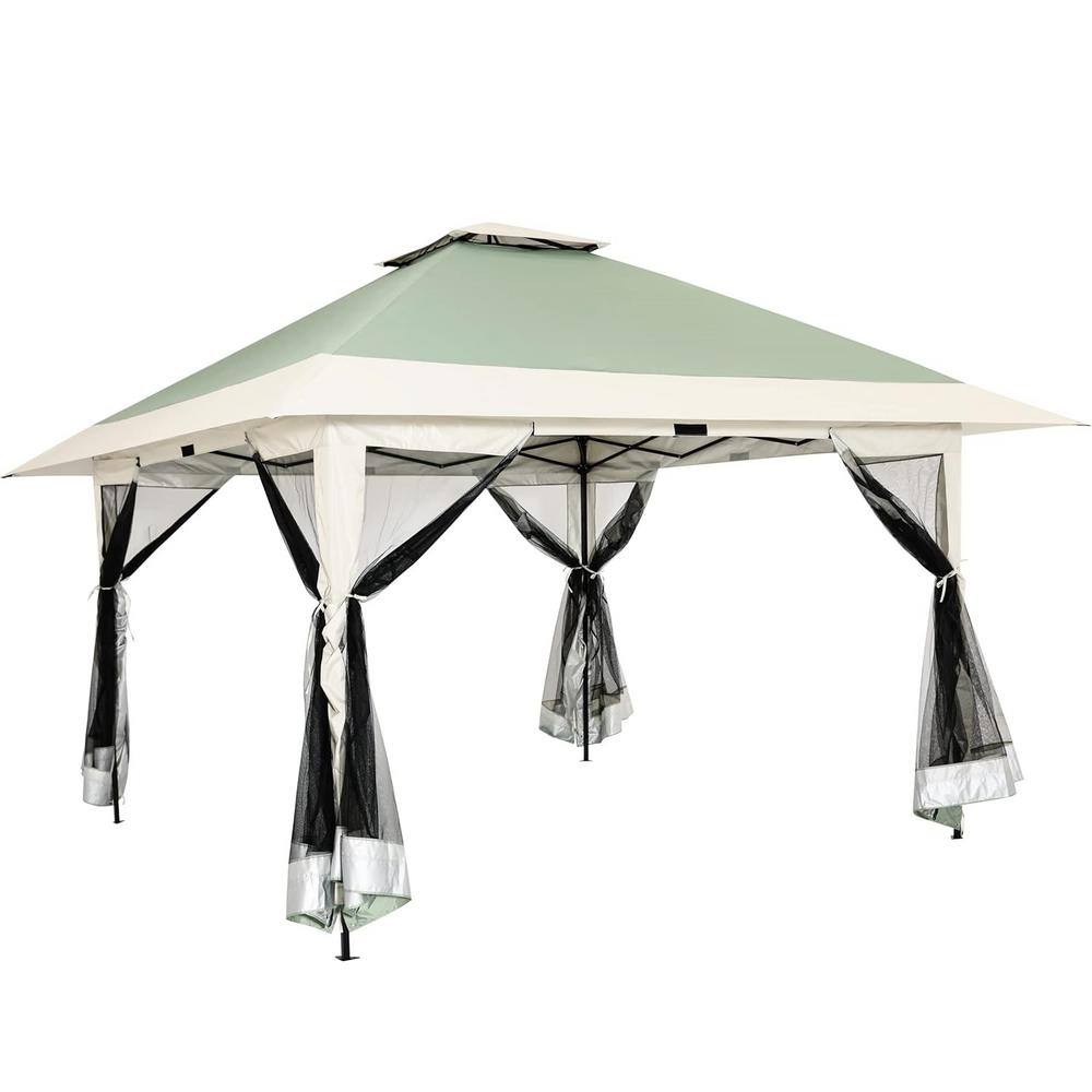 Olive 13 ft. x 13 ft. Outdoor Patio Pop Up Gazebo Canopy Tent with Zippered