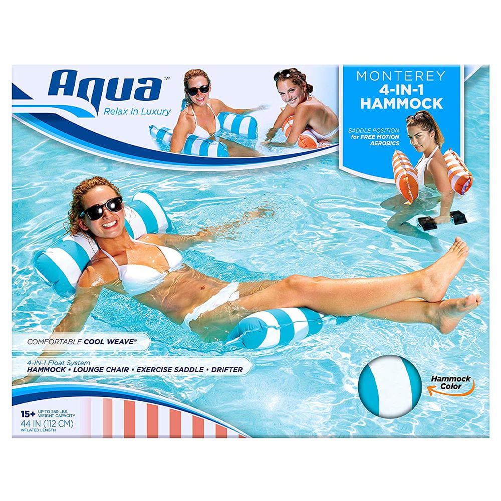 Aqua Deluxe Monterey Hammock 4 in 1 Multi Purpose Pool Float 2 Pack Blue 