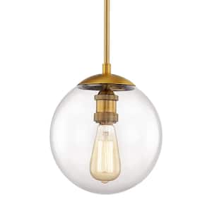 9 in.1-Light Aged Brass Globe Pendant with Vintage Bulb Included