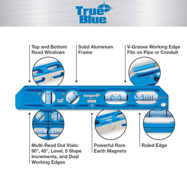 Empire 8in. True Blue Die Cast Torpedo Level EM85.8 - The Home Depot