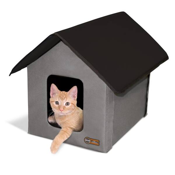 K and H Pet Products Gray/Black Outdoor Kitty House (Unheated) - 18 in. x  22 in. x 17 in. 100213101 - The Home Depot