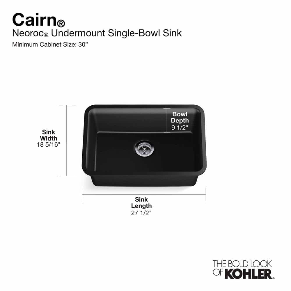 Matte Black Stone Undermount Single-Bowl Kitchen Sink