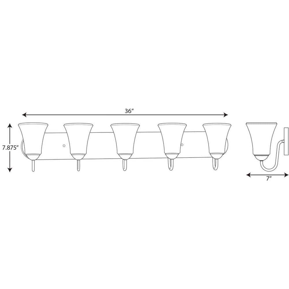 Classic Black 5-Light Bath Vanity with Bell-Shaped Glass Shades