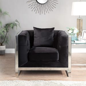 Jagoro Black Polyester Button Tufting Arm Chair and Care Kit