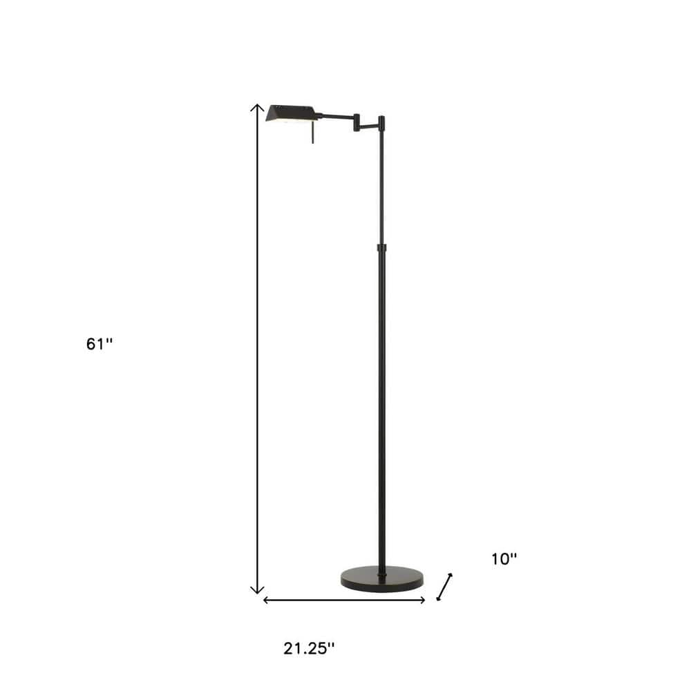 61" Bronze Adjustable Swing Arm Floor Lamp with Frosted Glass Shade