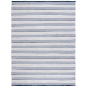 Striped Kilim Grey Blue 8 ft. x 10 ft. Striped Area Rug
