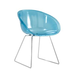 Light Blue Plastic Clear Semicircle Accent Dinning Chair（Set of 2）