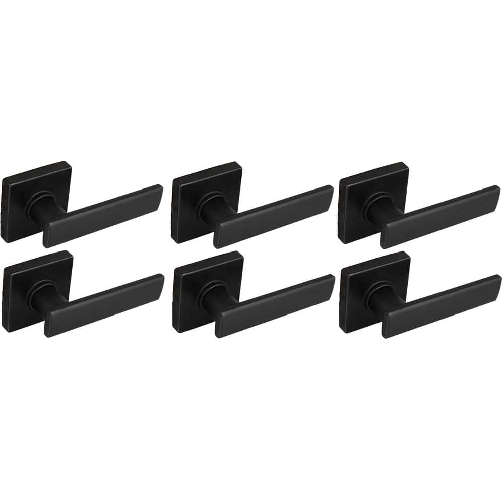 Contemporary Matte Black Hall/Closet Passage Door Lever 6-Pack