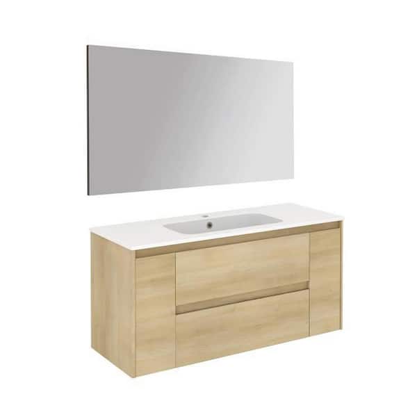 WS Bath Collections Ambra 47.5 in. W x 18.1 in. D x 22.3 in. H Complete Bathroom Vanity Unit in Nordic Oak with Mirror