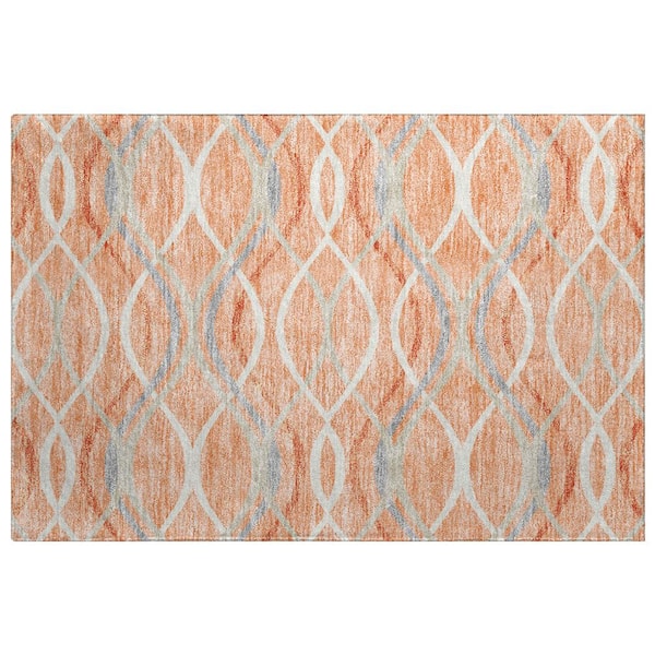 Dream Shag Premium Machine Washable Abstract ADS757 Peach 2 ft. x 3 ft. Accent Rug