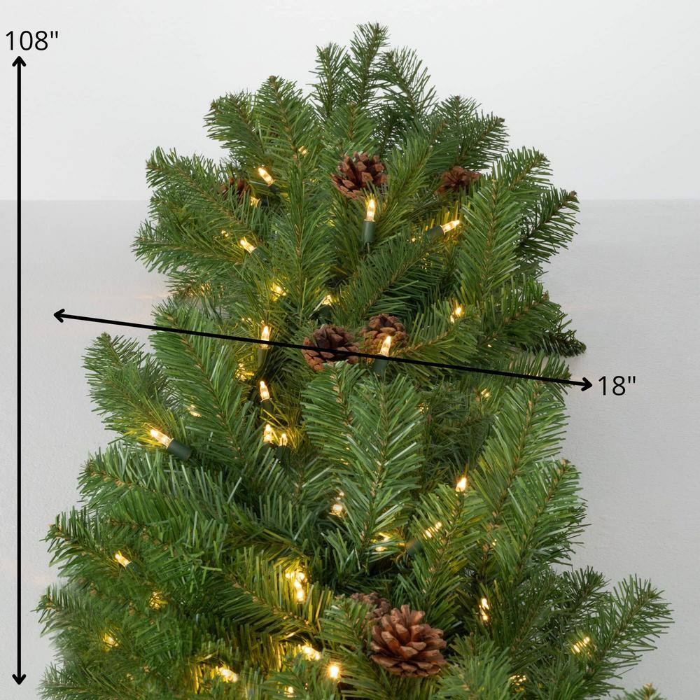 108" Green Artificial Pine Cone Christmas Garland with Lights